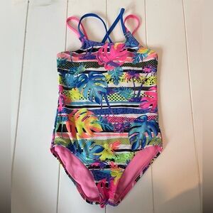 One piece girls bathing suit.